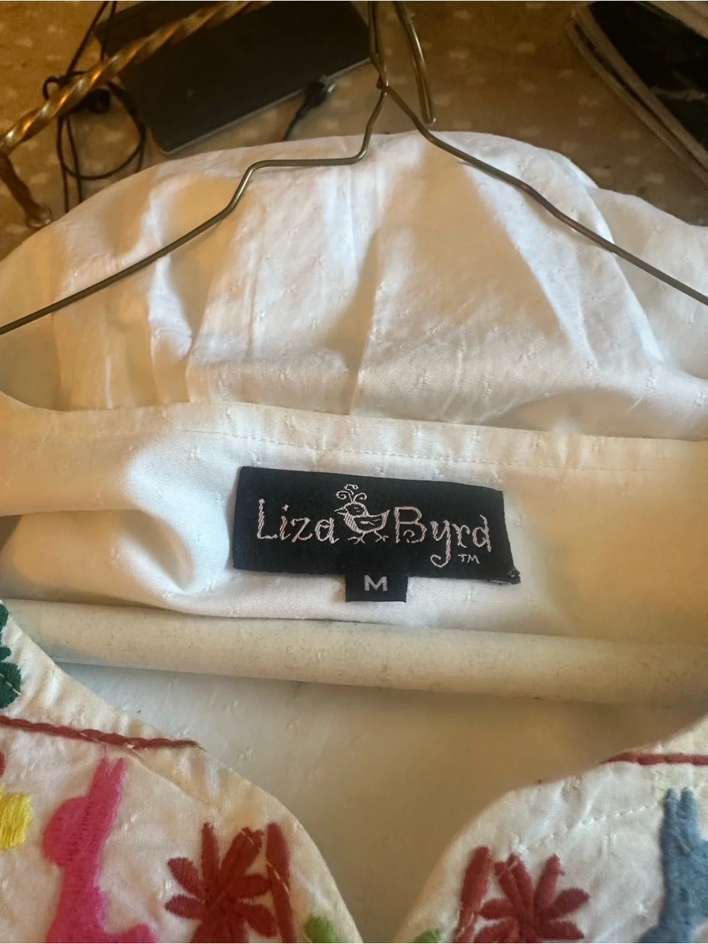 Liza Byrd White Short-Sleeve Embroidered Peasant Top - Picture 5 of 5
